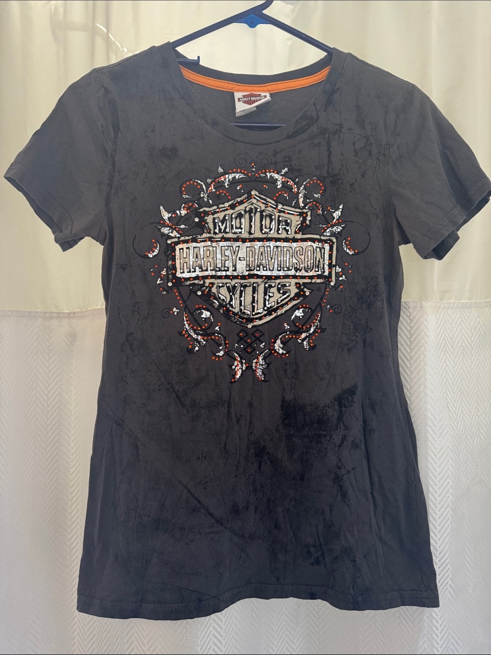 Harley-Davidson Black Tee with Orange and Silver Logo